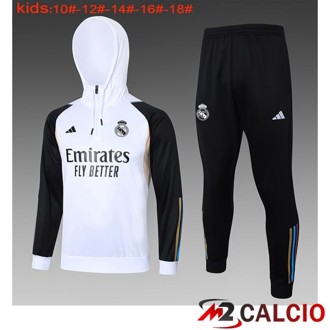 Giacca Con Cappuccio Tuta Real Madrid Bambino Bianco 2024/2025