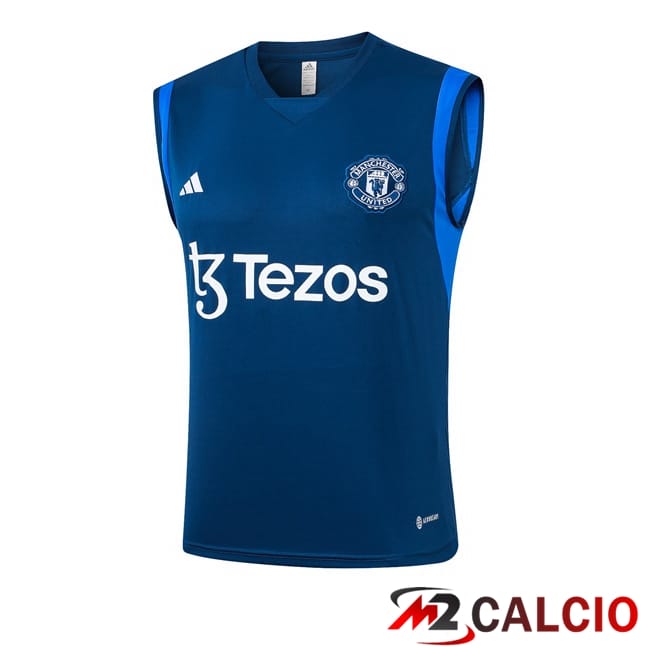 Canotta Allenamento Manchester United + Pantaloncini Blu Reale 2024/2025