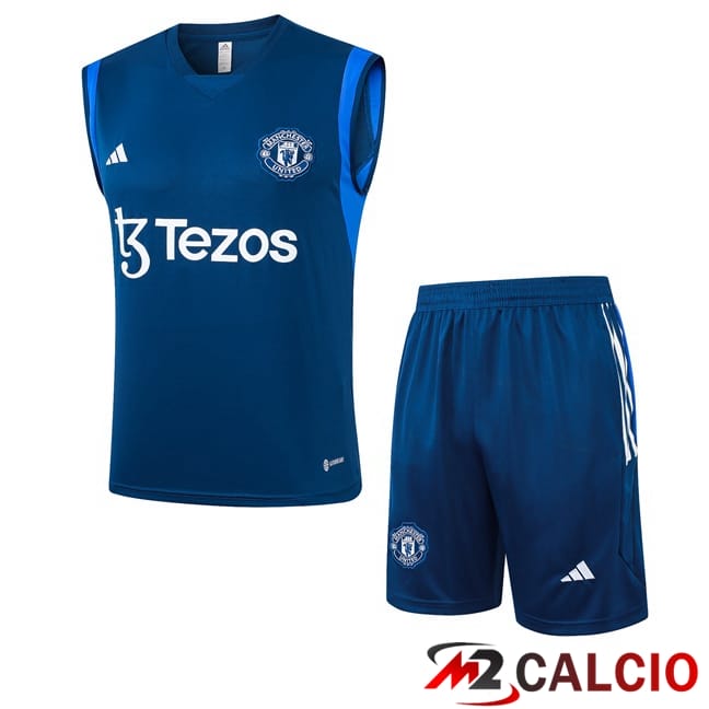 Canotta Allenamento Manchester United + Pantaloncini Blu Reale 2024/2025