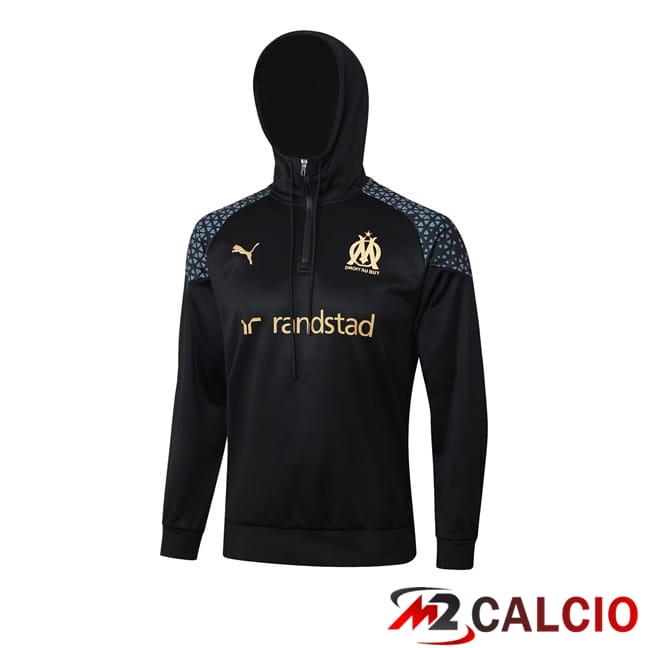 Felpa Con Cappuccio Marsiglia OM Nero 2024/2025
