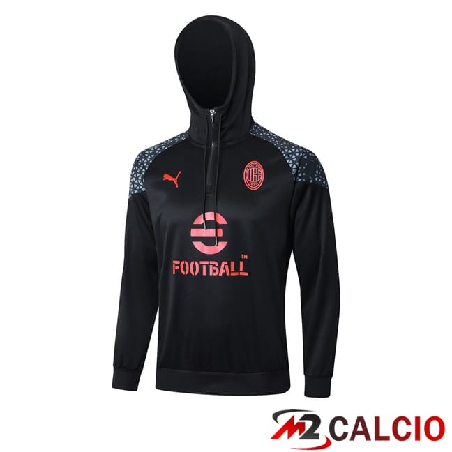 Felpa Con Cappuccio AC Milan Nero 2024/2025