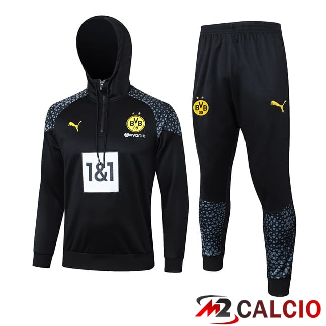 Tuta Calcio - Felpa Con Cappuccio Dortmund BVB Nero 2024/2025