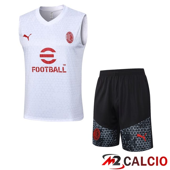 Canotta Allenamento AC Milan + Pantaloncini Bianco 2024/2025