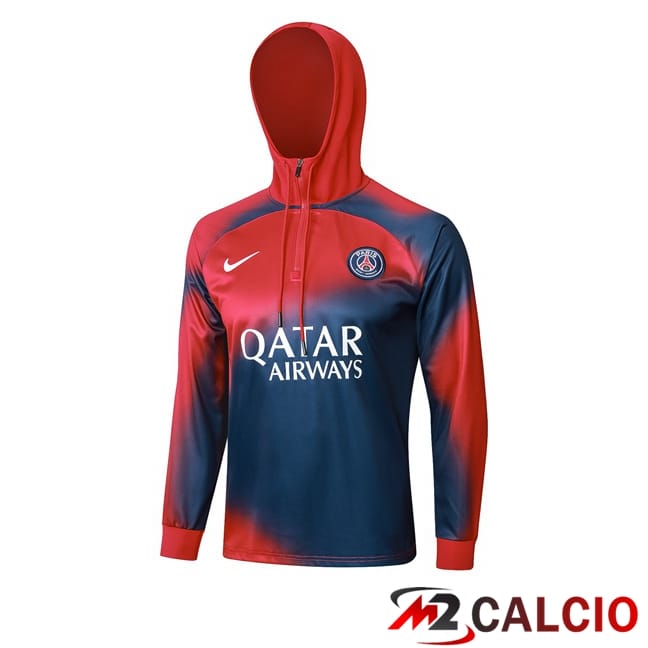 Felpa Con Cappuccio Paris PSG Rosso Blu 2024/2025