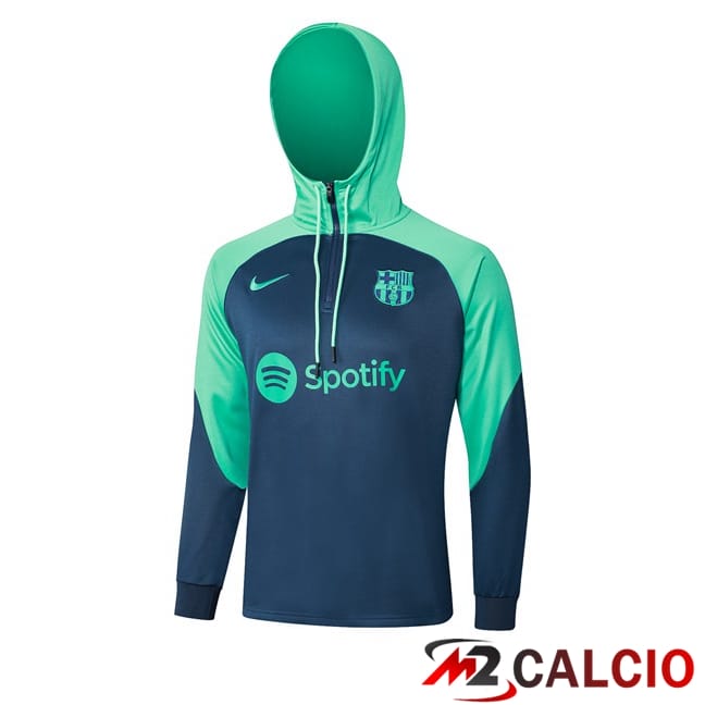 Felpa Con Cappuccio FC Barcellona Verde Blu 2024/2025