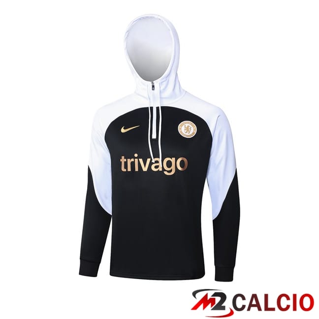 Felpa Con Cappuccio FC Chelsea Nero Bianco 2024/2025
