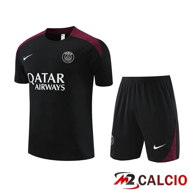 Insieme T Shirt Allenamento Paris PSG + Pantaloncini Nero 2024/2025