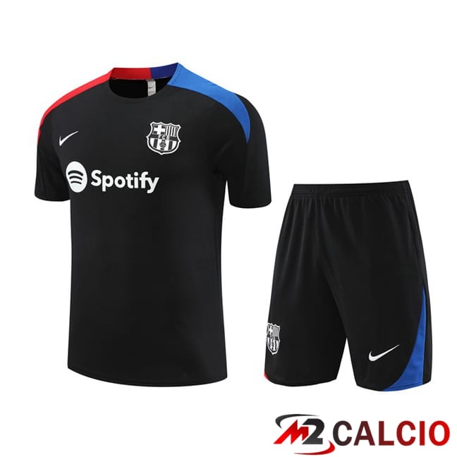Insieme T Shirt Allenamento FC Barcellona + Pantaloncini Nero 2024/2025