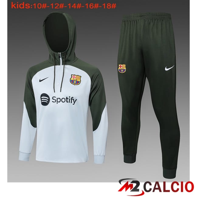 Giacca Con Cappuccio Tuta FC Barcellona Bambino Verde Bianco 2024/2025