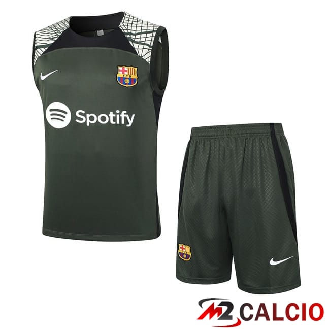 Canotta Allenamento FC Barcellona + Pantaloncini Verde 2024/2025