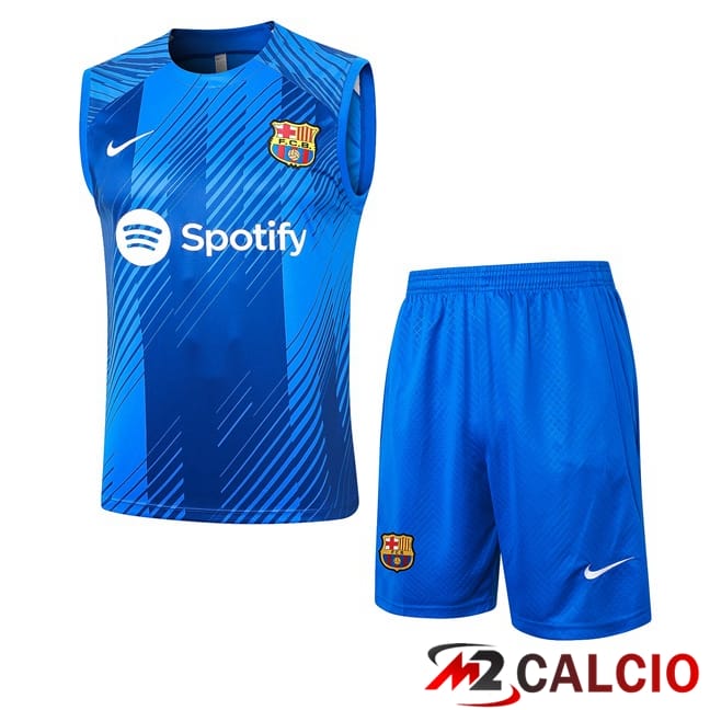 Canotta Allenamento FC Barcellona + Pantaloncini Blu 2024/2025