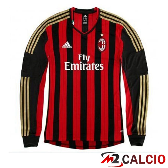 Maglie Calcio AC Milan Retro Prima Manica Lunga Rosso 2013-2014