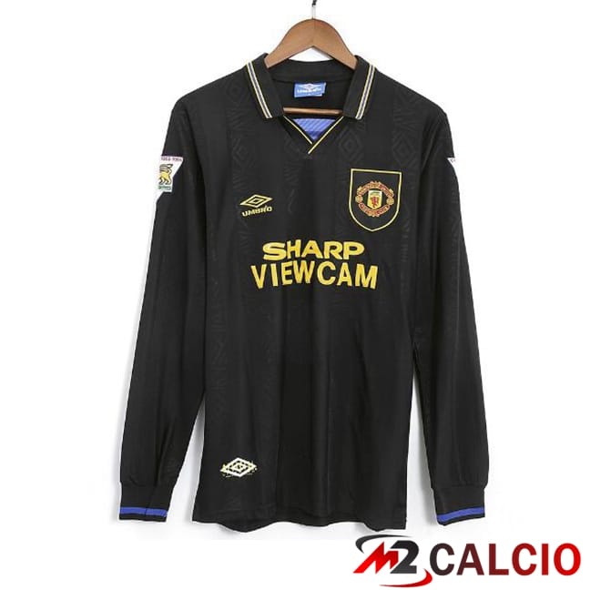 Maglie Calcio Manchester United Retro Seconda Manica Lunga Nero 1993-1995