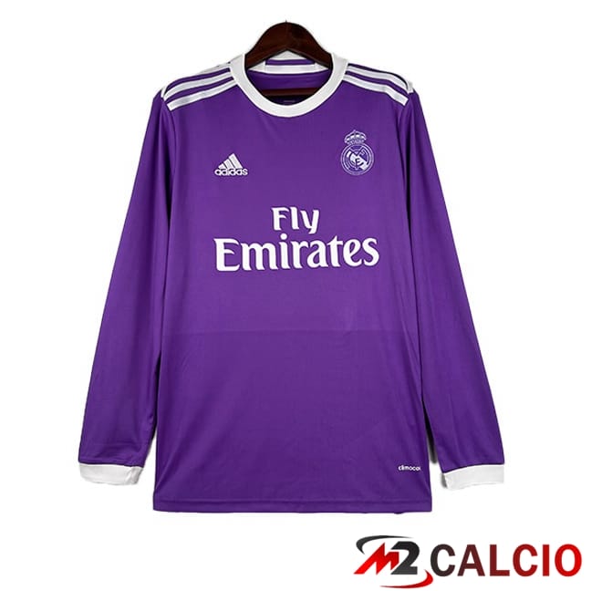 Maglie Calcio Real Madrid Retro Seconda Manica Lunga Viola 2016-2017