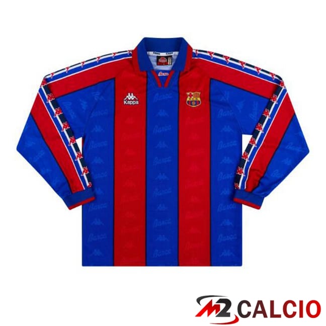 Maglie Calcio FC Barcellona Retro Prima Manica Lunga Rosso Blu 1996-1997
