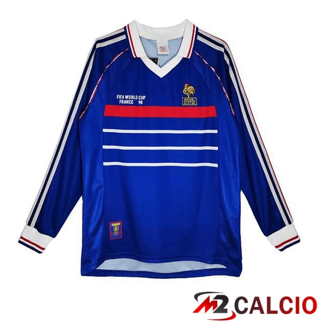 Maglie Calcio Francia Retro Prima Manica Lunga Blu 1998