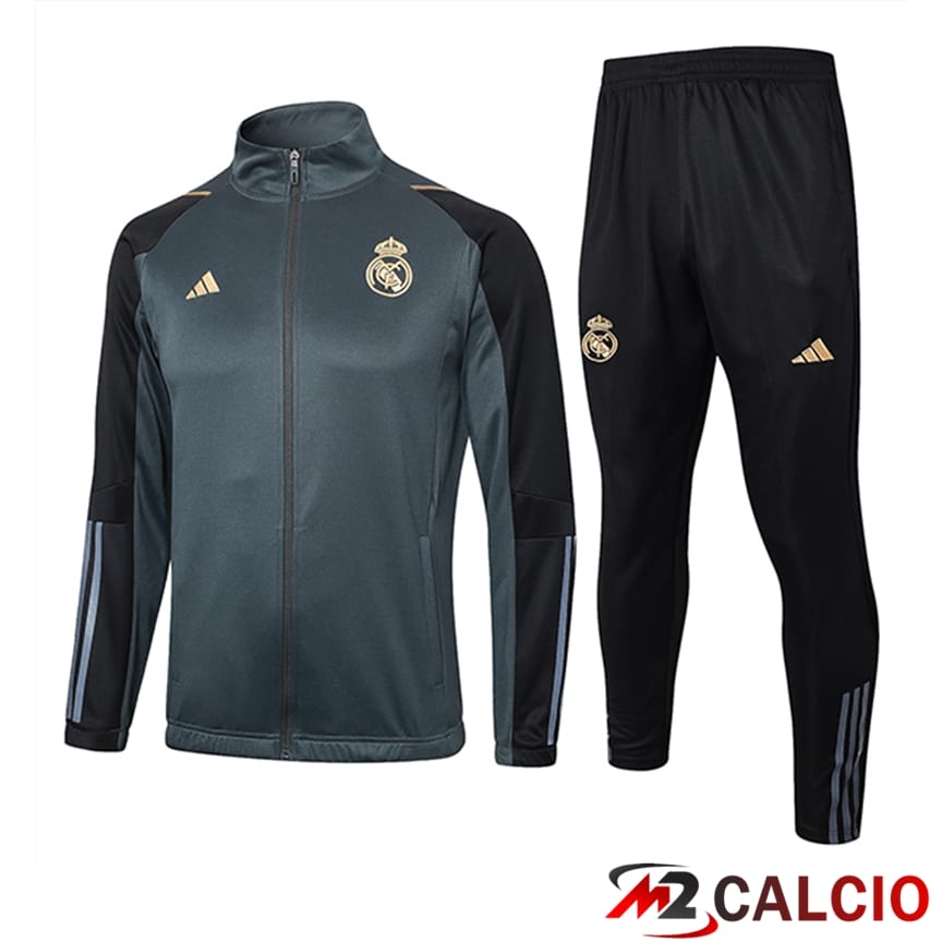 Insieme Tuta Calcio - Giacca Real Madrid Grigio/Nero 2024/2025