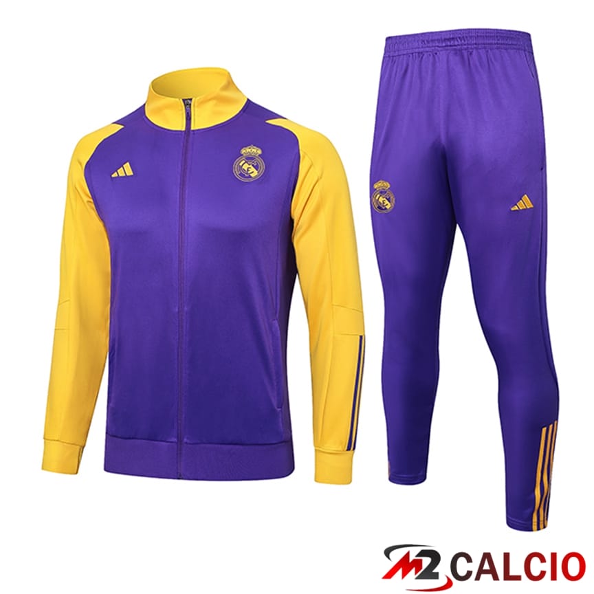 Insieme Tuta Calcio - Giacca Real Madrid Viola/Giallo 2024/2025