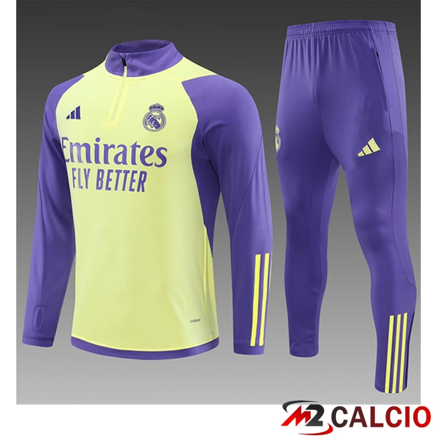 Insieme Tuta Calcio Real Madrid Bambino Giallo/Viola 2024/2025