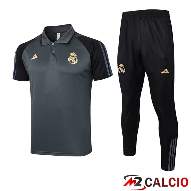 Kit Maglia Polo Real Madrid + Pantaloni Grigio 2024/2025
