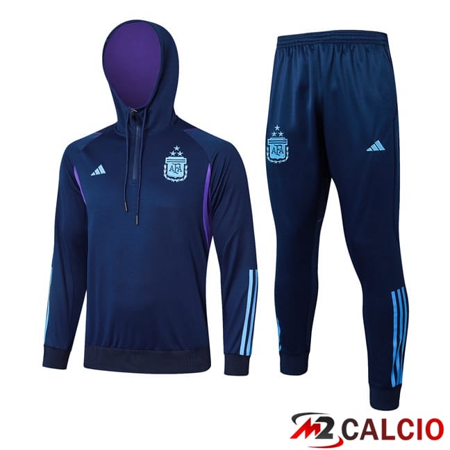 Tuta Calcio - Felpa Cappuccio Argentina Blu Reale 2024/2025