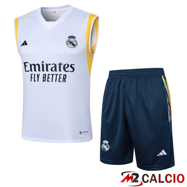Canotta Allenamento Real Madrid + Pantaloncini Bianco 2024/2025