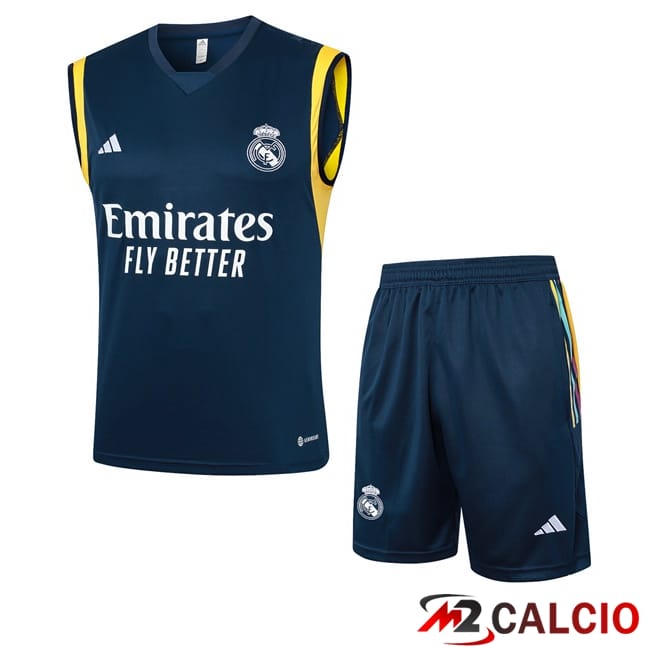 Canotta Allenamento Real Madrid + Pantaloncini Blu Reale 2024/2025