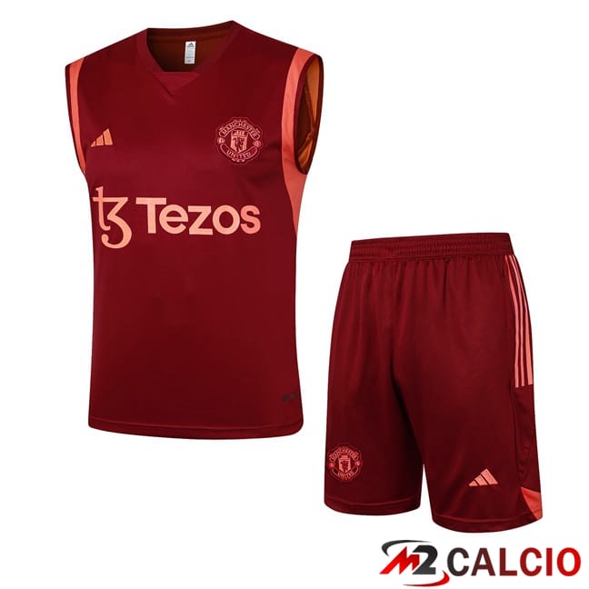 Canotta Allenamento Manchester United + Pantaloncini Rosso 2024/2025