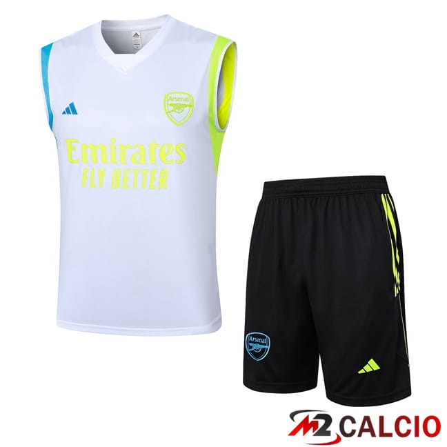 Canotta Allenamento Arsenal + Pantaloncini Bianco 2024/2025