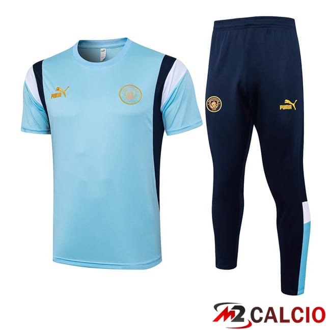 Kit T Shirt Allenamento Manchester City + Pantaloni Blu 2024/2025