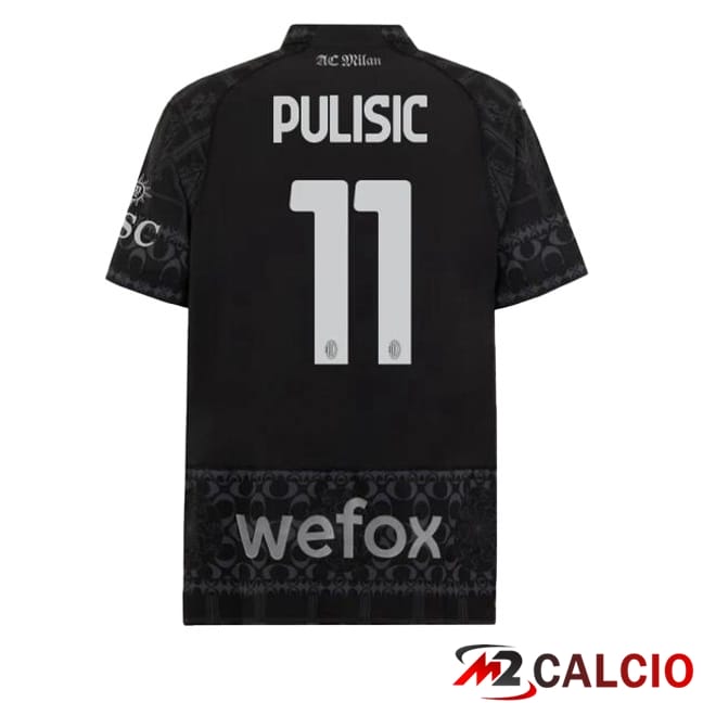 Maglie Calcio AC Milan (Pulisic 11) Quarto Nero 2023/2024