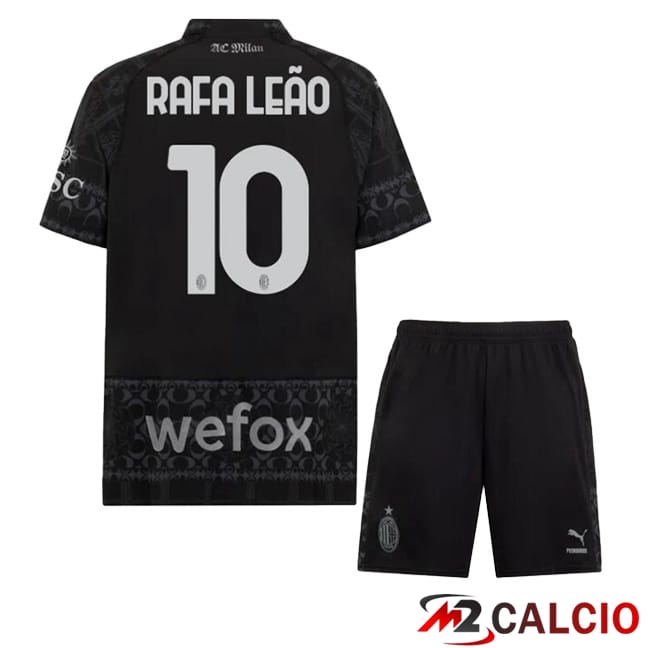 Maglie Calcio AC Milan (Rafa Leão 10) Bambino Quarto Nero 2023/2024