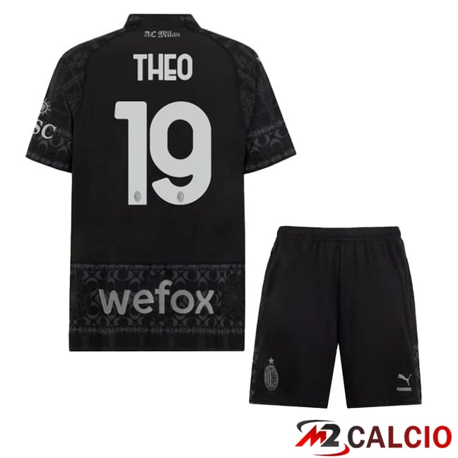 Maglie Calcio AC Milan (Theo 19) Bambino Quarto Nero 2023/2024