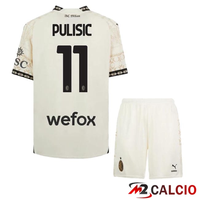 Maglie Calcio AC Milan (Pulisic 11) Bambino Quarto Giallo 2023/2024
