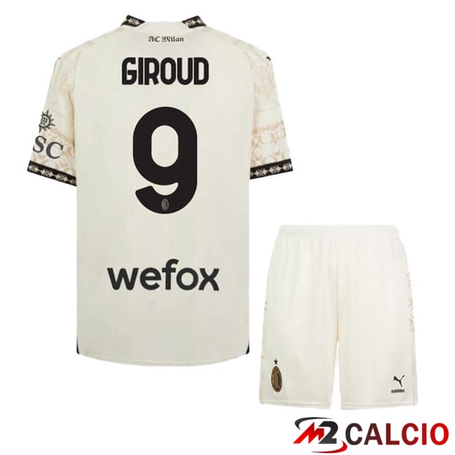 Maglie Calcio AC Milan (Giroud 9) Bambino Quarto Giallo 2023/2024