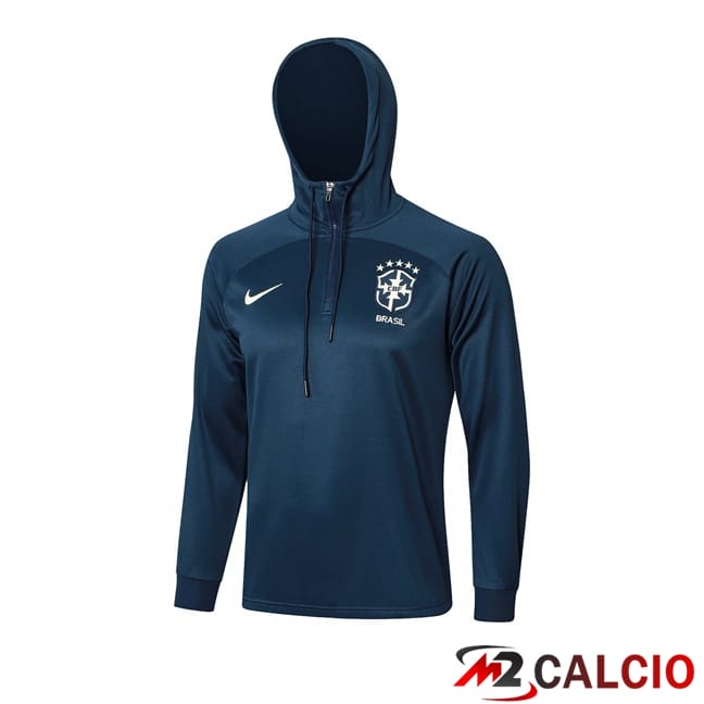 Felpa Cappuccio Brasile Blu Reale 2024/2025