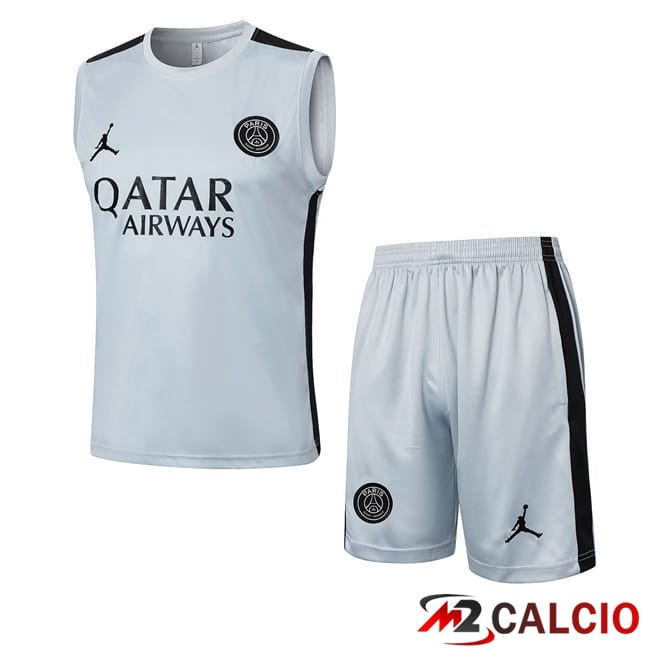 Canotta Allenamento Paris PSG + Pantaloncini Grigio 2024/2025