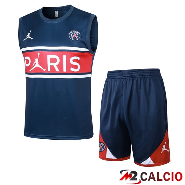 Canotta Allenamento Paris PSG + Pantaloncini Blu Reale 2024/2025