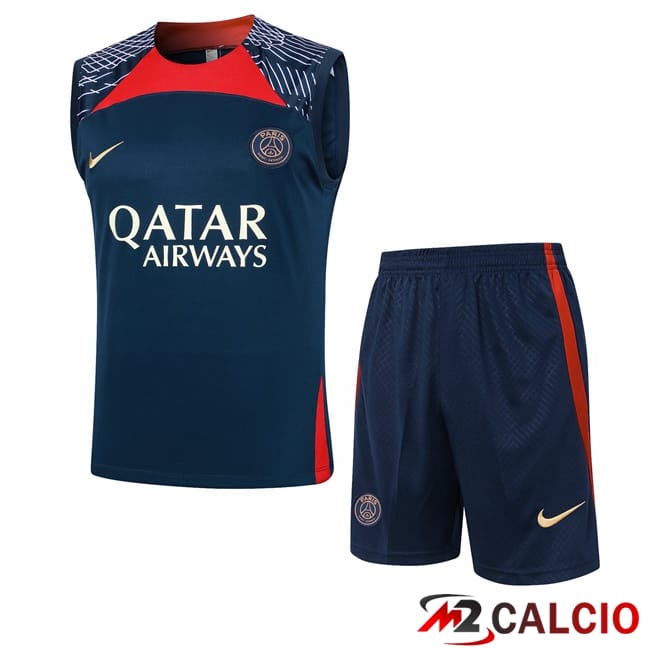 Canotta Allenamento Paris PSG + Pantaloncini Blu Reale 2024/2025