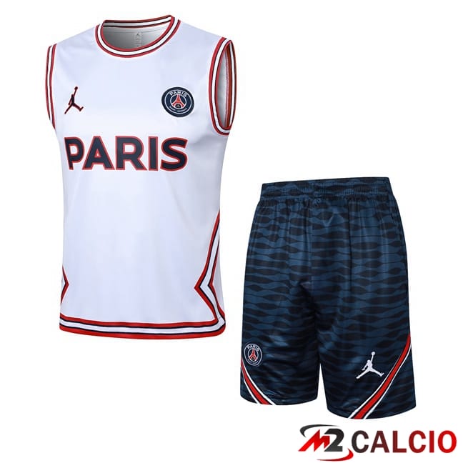 Canotta Allenamento Paris PSG + Pantaloncini Bianco 2024/2025