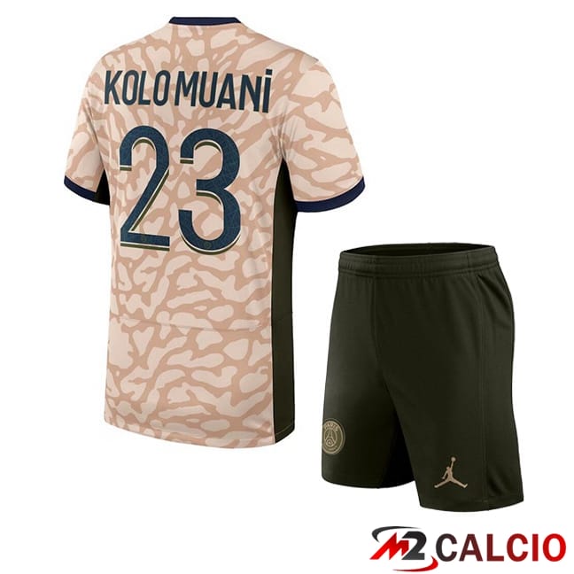 Maglie Calcio Paris PSG (Kolo Muani 23) Bambino Quarto Rosa 2023/2024