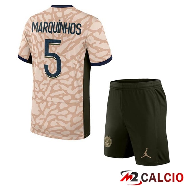 Maglie Calcio Paris PSG (Marquinhos 5) Bambino Quarto Rosa 2023/2024