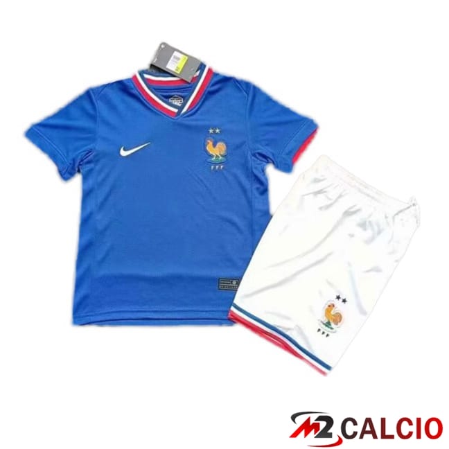 Maglie Calcio Equipe De Francia Bambino Prima Blu Versione Trapelata UEFA Euro 2024