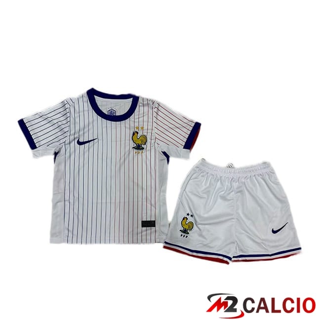Maglie Calcio Equipe De Francia Bambino Seconda Bianco Versione Trapelata UEFA Euro 2024