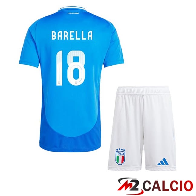 Maglie Calcio Italia (BARELLA 18) Bambino Prima Blu 2024/2025
