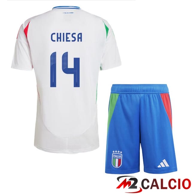 Maglie Calcio Italia (CHIESA 14) Bambino Seconda Bianco 2024/2025