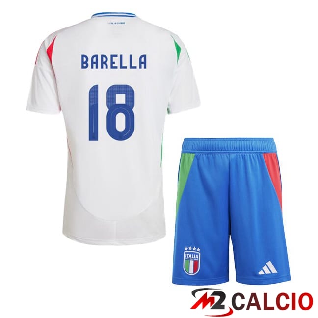 Maglie Calcio Italia (BARELLA 18) Bambino Seconda Bianco 2024/2025