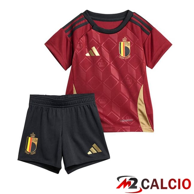 Maglie Calcio Belgio Bambino Prima Rosso UEFA Euro 2024