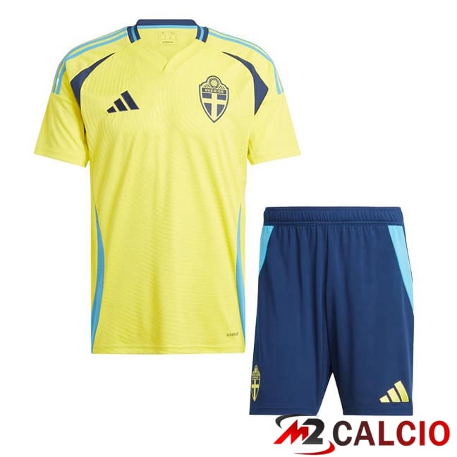 Maglie Calcio Svezia Bambino Prima Giallo UEFA Euro 2024