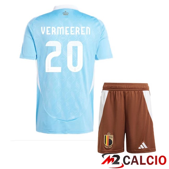 Maglie Calcio Belgio (VERMEEREN 20) Bambino Seconda Blu UEFA Euro 2024